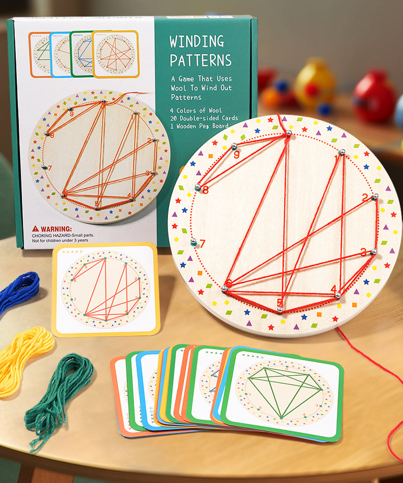 Winding Patterns Pegboard Game - Creative Wool Design Activity - Little Blossoms Joy