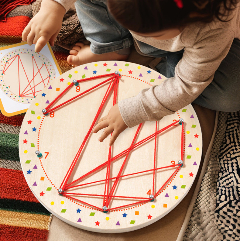 Winding Patterns Pegboard Game - Creative Wool Design Activity - Little Blossoms Joy