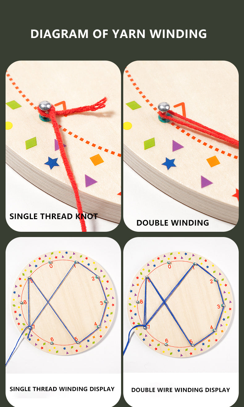 Winding Patterns Pegboard Game - Creative Wool Design Activity - Little Blossoms Joy