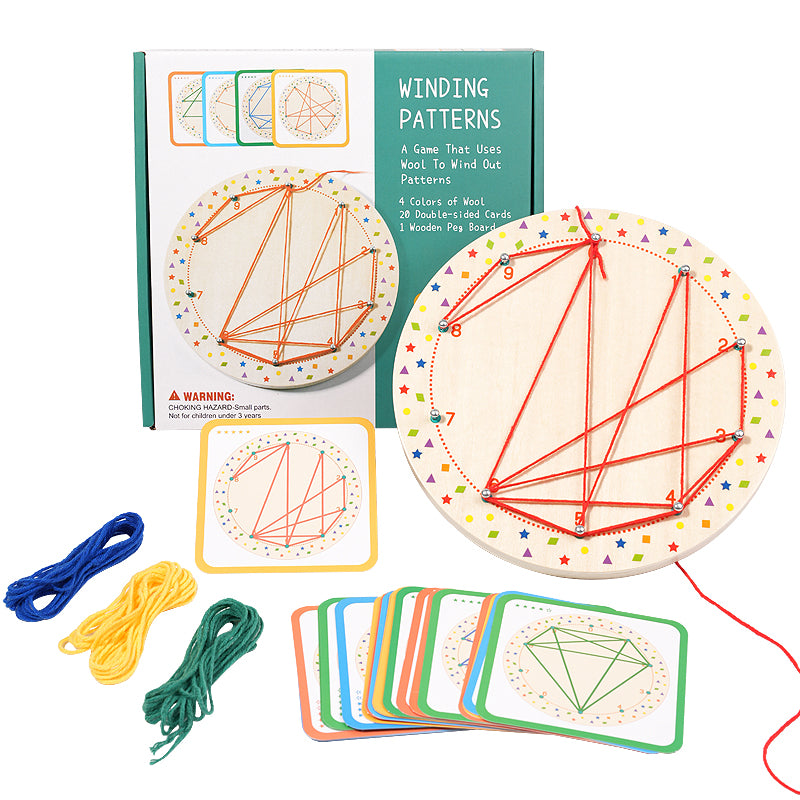 Winding Patterns Pegboard Game - Creative Wool Design Activity - Little Blossoms Joy