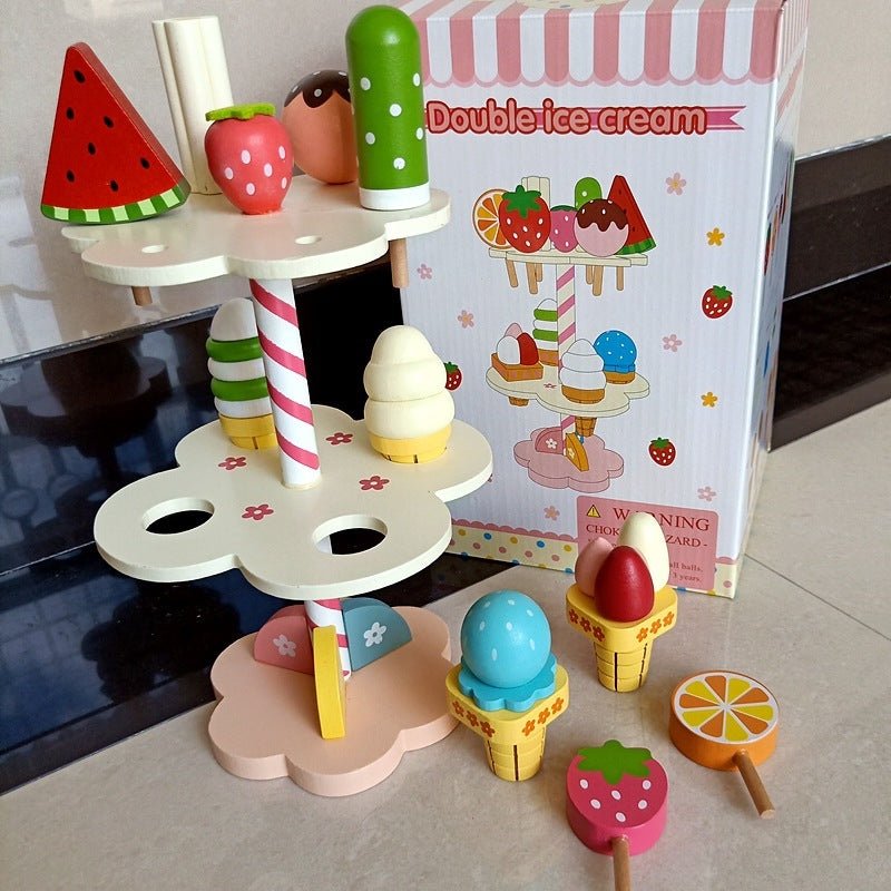 Teapot Birthday Cake Coffee Machine Wooden Kids Toys - Little Blossoms Joy