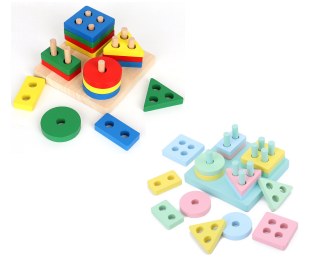 Montessori Figure Stacking, Building Block Puzzles, Clock, Musical Instrument - Little Blossoms Joy