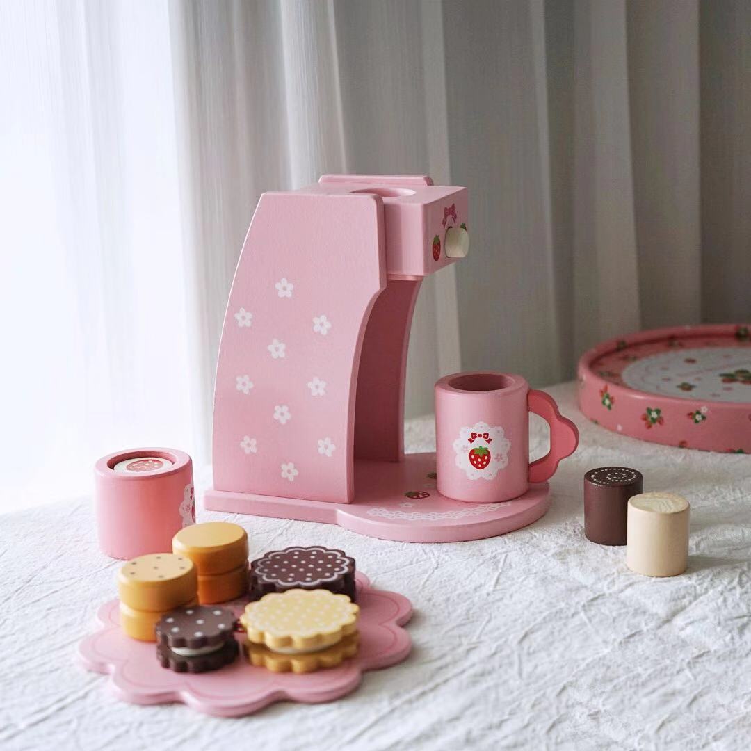 Teapot Birthday Cake Coffee Machine Wooden Kids Toys - Little Blossoms Joy