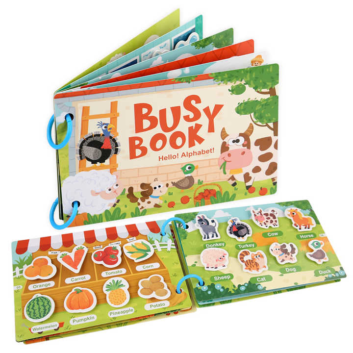 Educational Sensory Games Child Reusable Cartoon Farm Book - Little Blossoms Joy