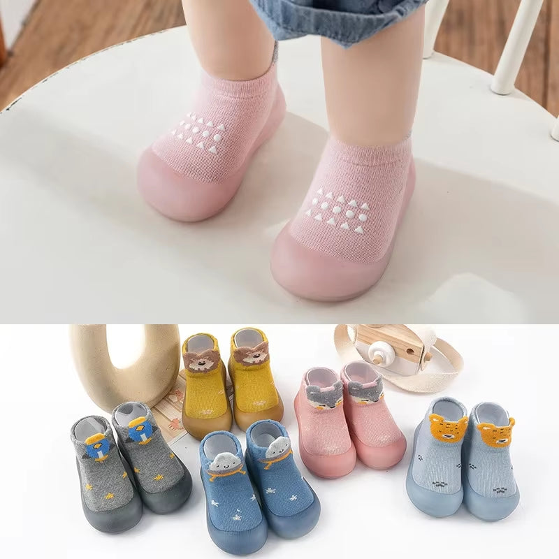 Baby Boy First Walkers Children Sock Shoes Non-Slip Floor Socks Boy Girl Soft Rubber Sole Shoes Toddler Sock Infant Booties