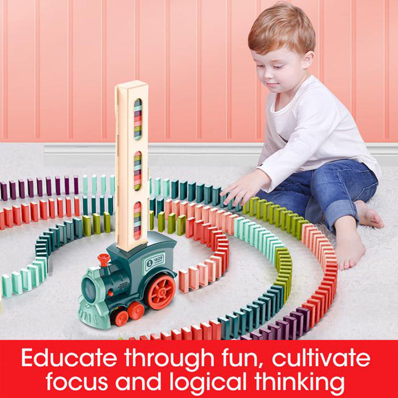 Automatic Domino Train Toy – Electric Building Block Puzzle for Kids!! - Little Blossoms Joy